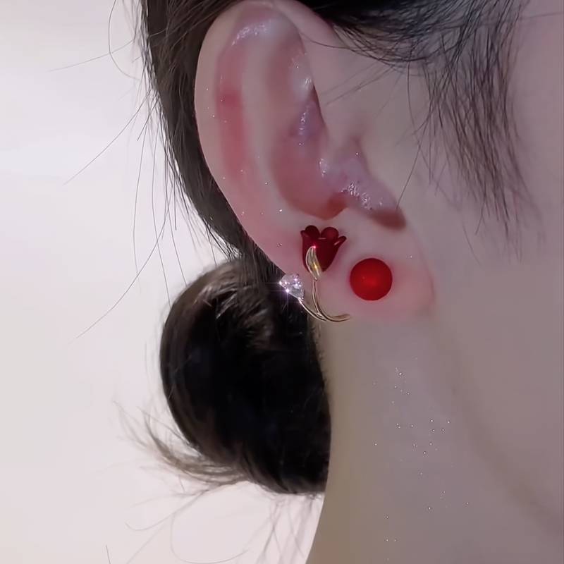 Boucles d'oreilles Rouge ( B117)